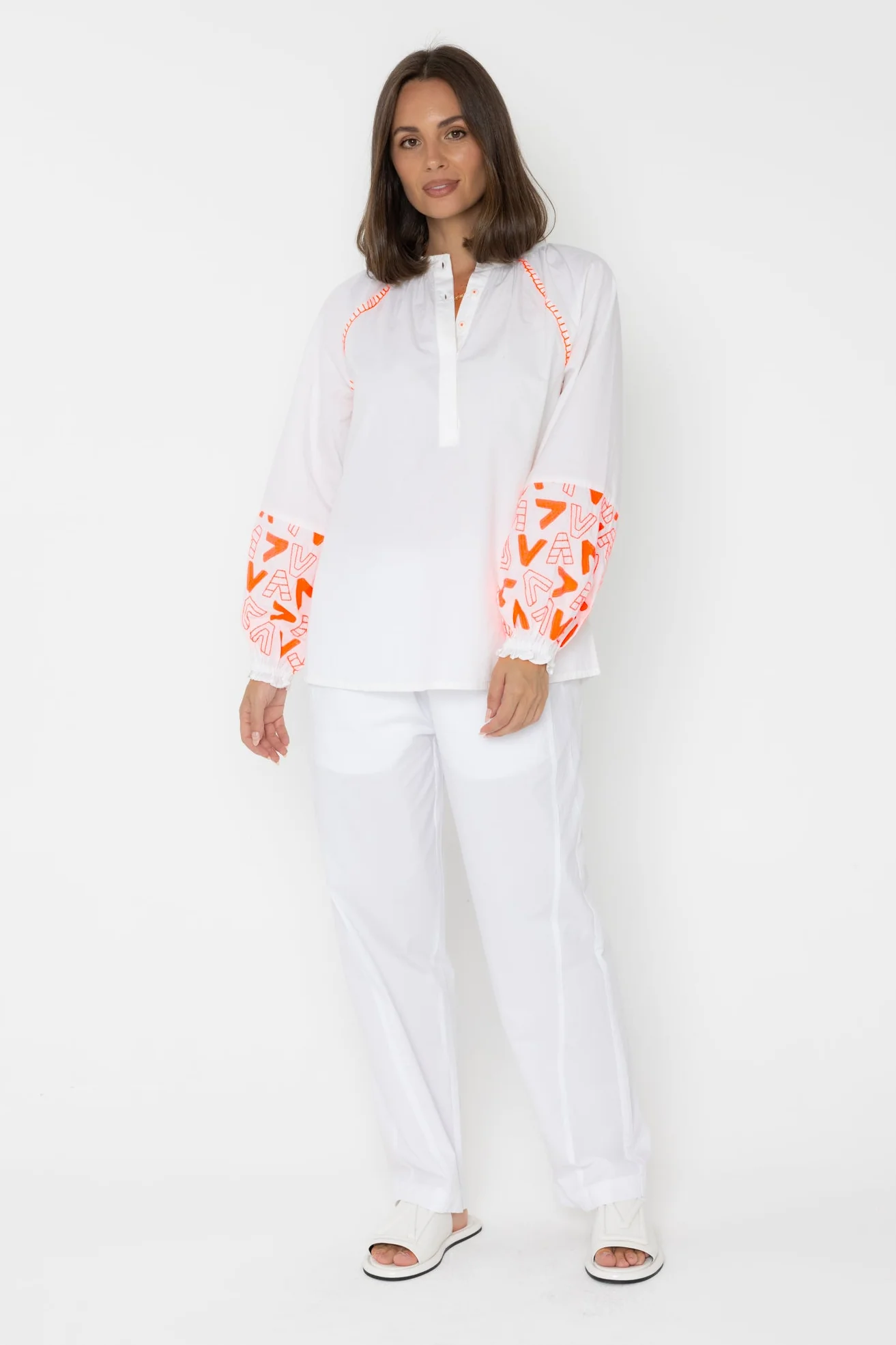 ZOEY Blouse White/Fluro Orange - Image 6