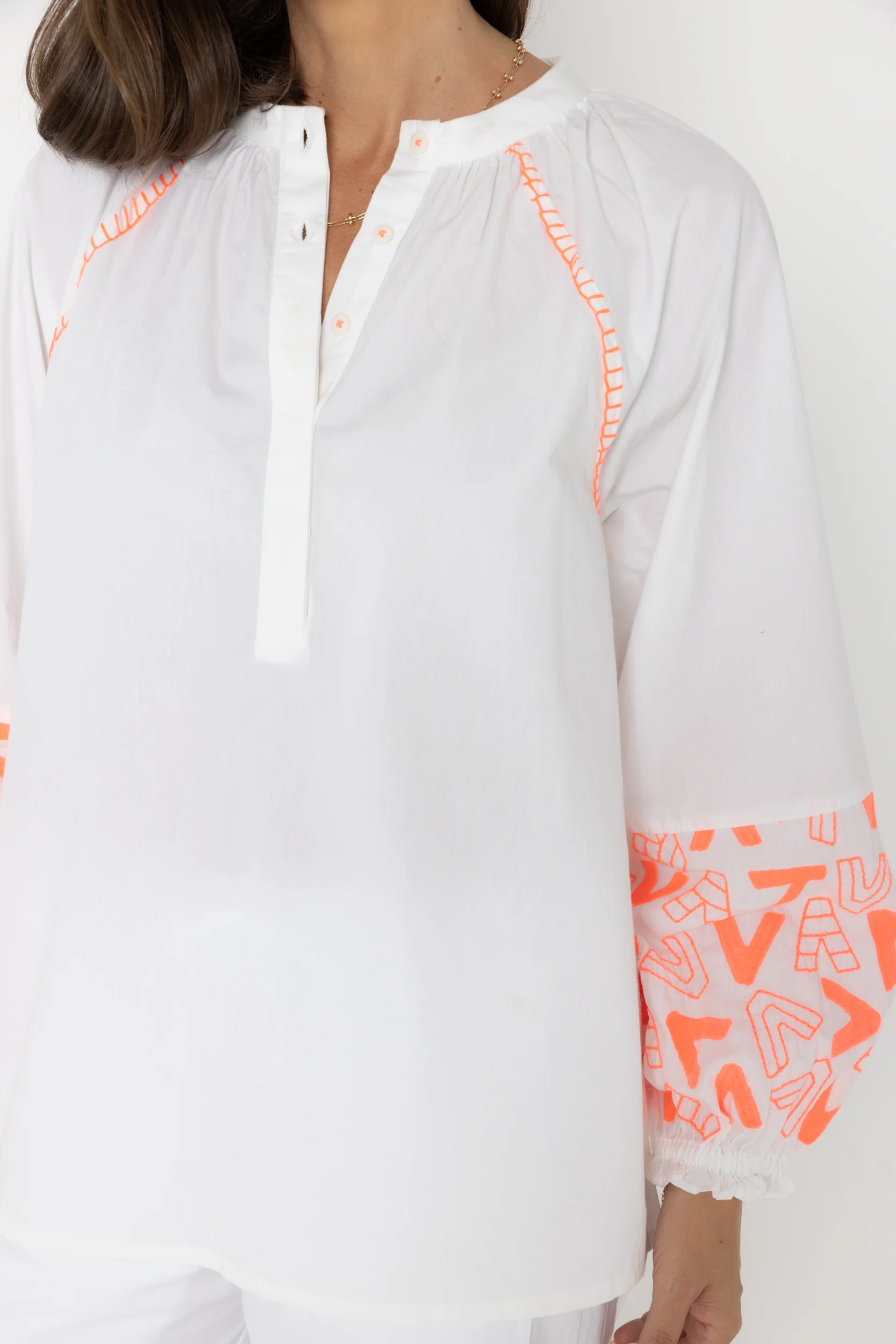 ZOEY Blouse White/Fluro Orange - Image 8