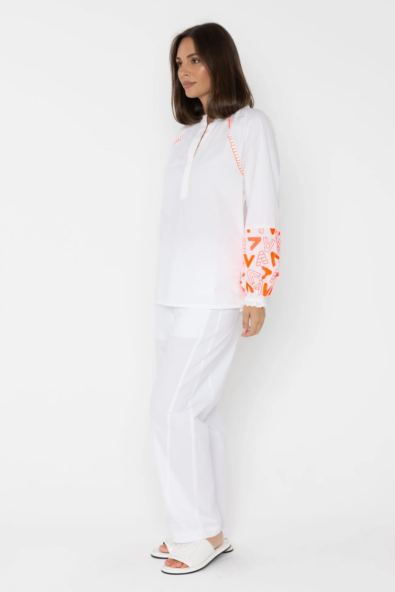 ZOEY Blouse White/Fluro Orange - Image 9